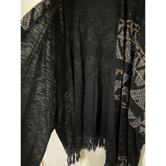 UO Urban Outfitters Ecote Bohemian Fringe Long Shawl Poncho Sweater - Picture 7 of 15